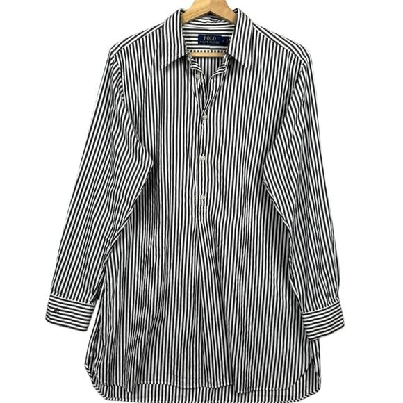 Polo Ralph Lauren Black & White Striped 1/4 Button Pullover Popver Shirt Size XL - Picture 1 of 7